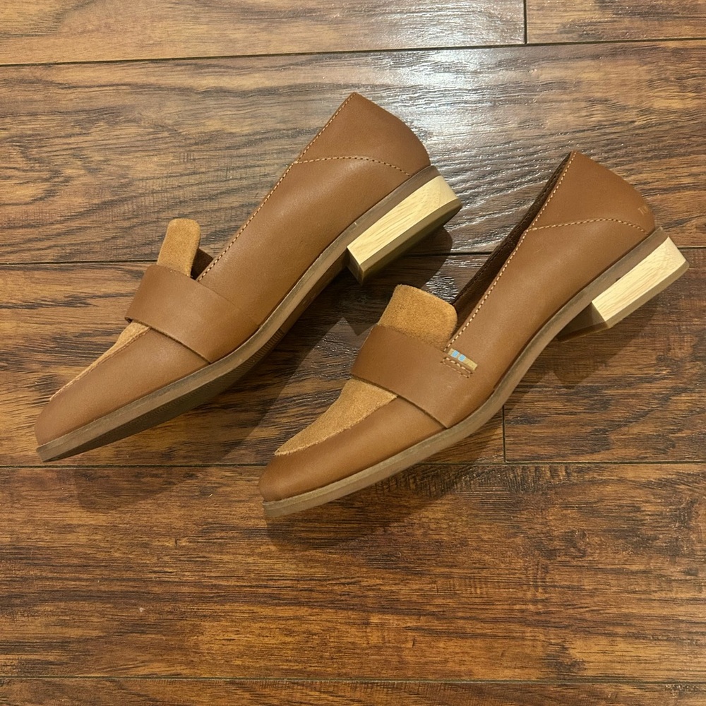 Toms Brown Leather Loafers for Women